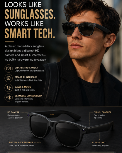 AI Smart Glasses with 4K Camera &  Bluetooth Connectivity