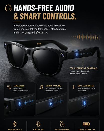 AI Smart Glasses with 4K Camera &  Bluetooth Connectivity