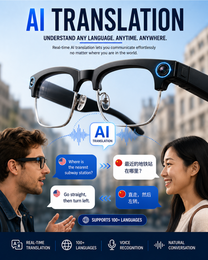 AI Smart Glasses with HD Camera, Bluetooth & Colour‑Changing Lenses