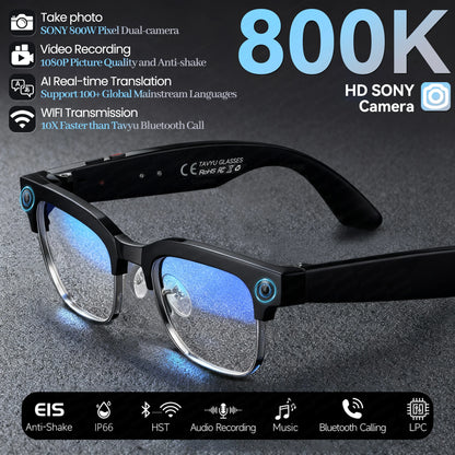 AI Smart Glasses with HD Camera, Bluetooth & Colour‑Changing Lenses