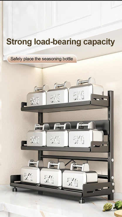 3‑Tier Metal Spice Rack Countertop Kitchen Shelf