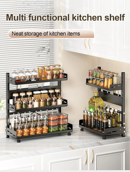 3‑Tier Metal Spice Rack Countertop Kitchen Shelf