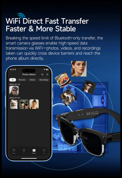 AI Smart Glasses with HD Camera, Bluetooth & Colour‑Changing Lenses