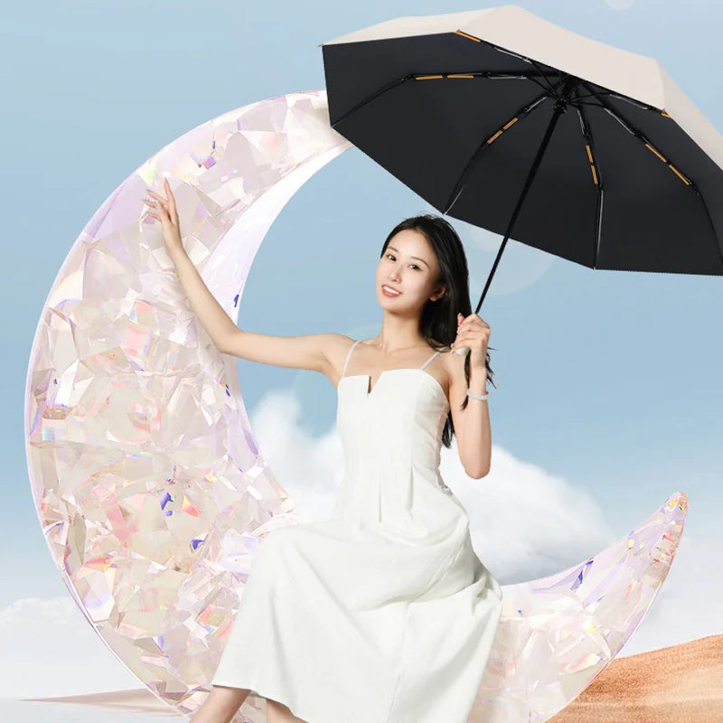 Heavy Duty 24‑Bone Auto Folding Umbrella with UV Protection