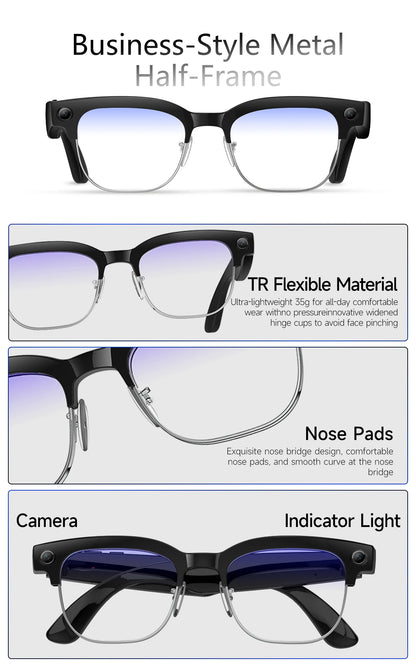 AI Smart Glasses with HD Camera, Bluetooth & Colour‑Changing Lenses
