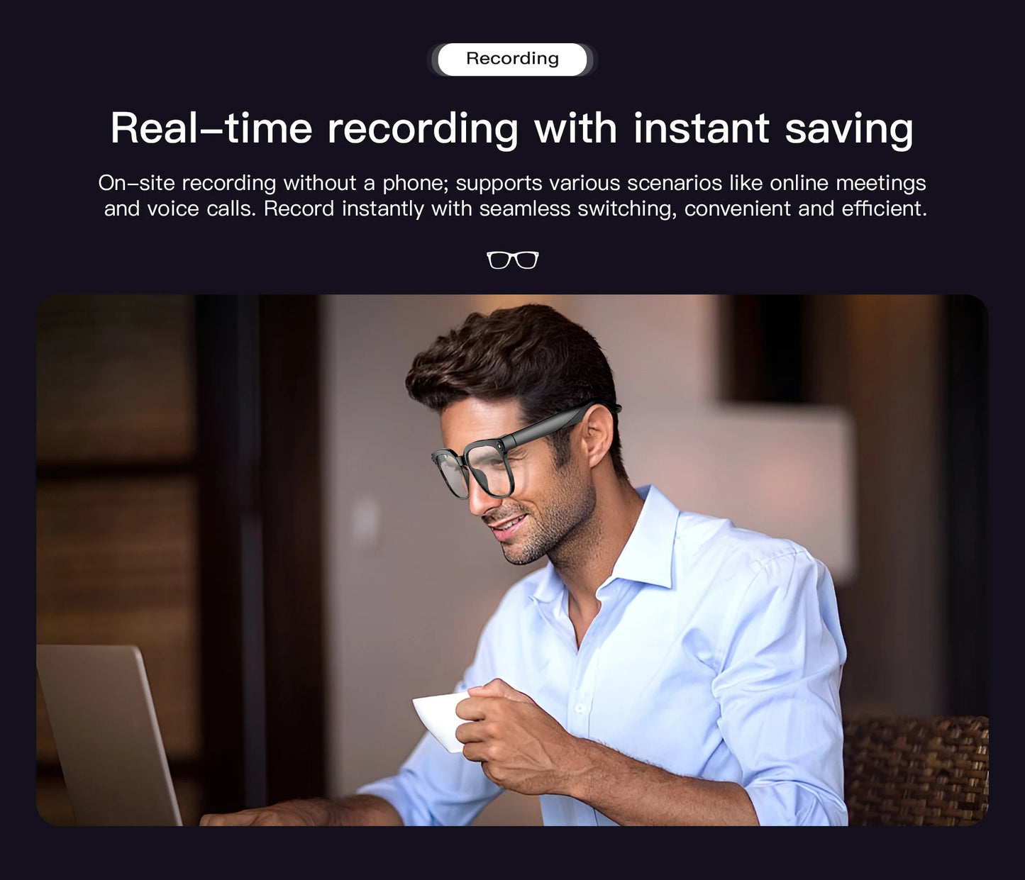 AI Smart Glasses with 4K Camera, Bluetooth & Live Translation