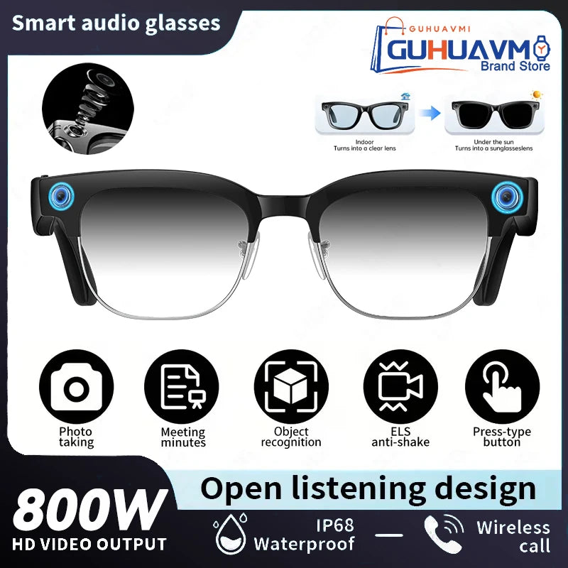 AI Smart Glasses with HD Camera, Bluetooth & Colour‑Changing Lenses