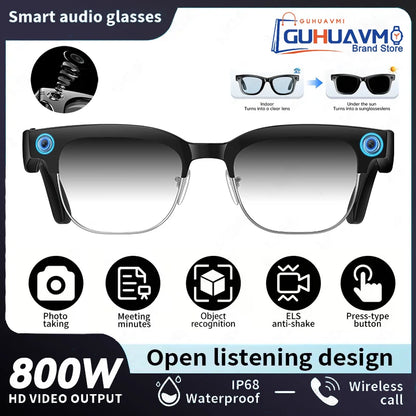 AI Smart Glasses with HD Camera, Bluetooth & Colour‑Changing Lenses