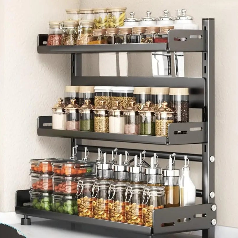 3‑Tier Metal Spice Rack Countertop Kitchen Shelf