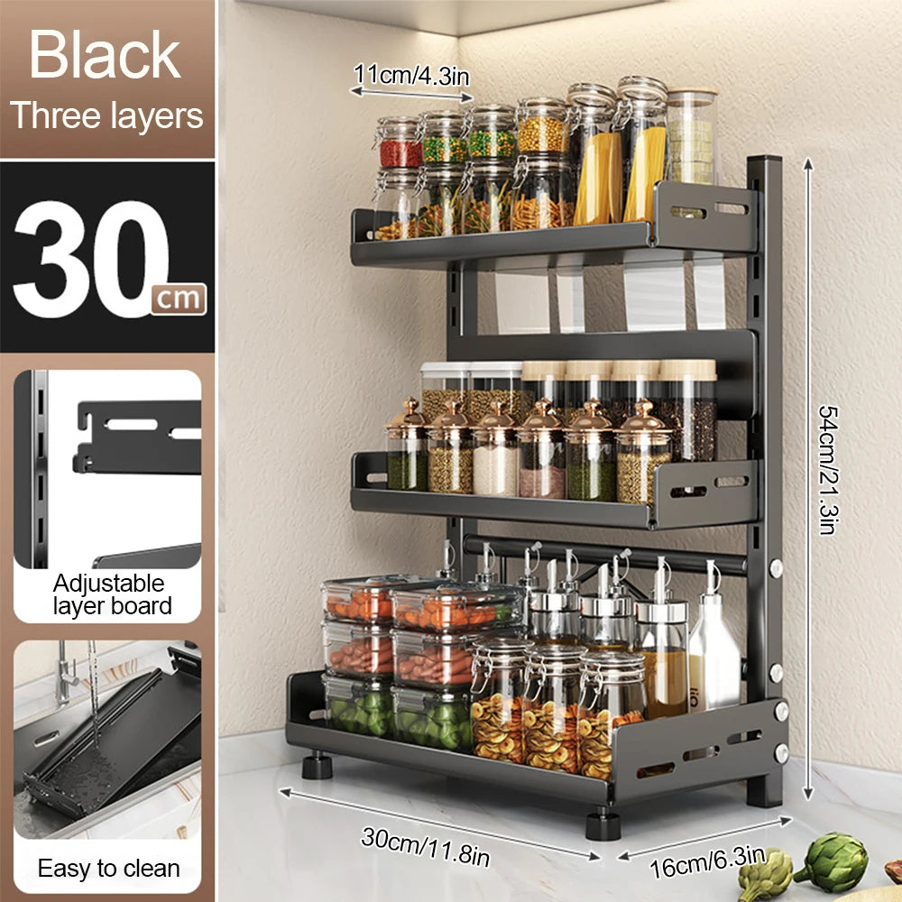 3‑Tier Metal Spice Rack Countertop Kitchen Shelf