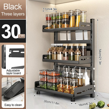 3‑Tier Metal Spice Rack Countertop Kitchen Shelf