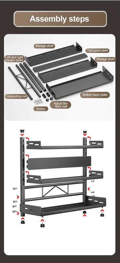 3‑Tier Metal Spice Rack Countertop Kitchen Shelf