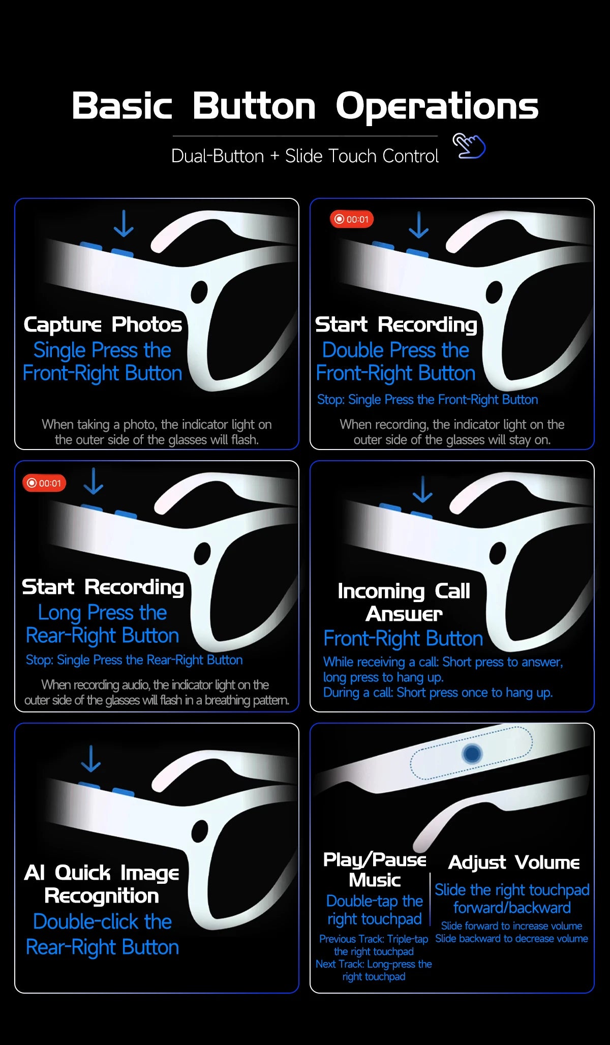 AI Smart Glasses with HD Camera, Bluetooth & Colour‑Changing Lenses
