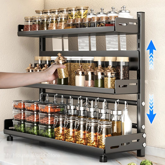 Adjustable 3‑Tier Metal Spice Rack