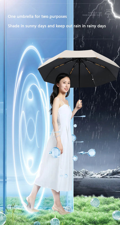 Heavy Duty 24‑Bone Auto Folding Umbrella with UV Protection