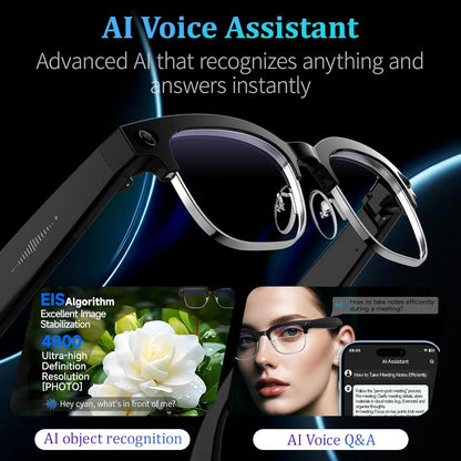 AI Smart Glasses with HD Camera, Bluetooth & Colour‑Changing Lenses