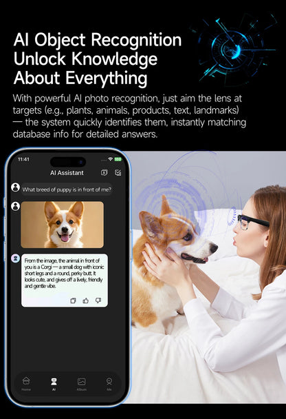 AI Smart Glasses with HD Camera, Bluetooth & Colour‑Changing Lenses