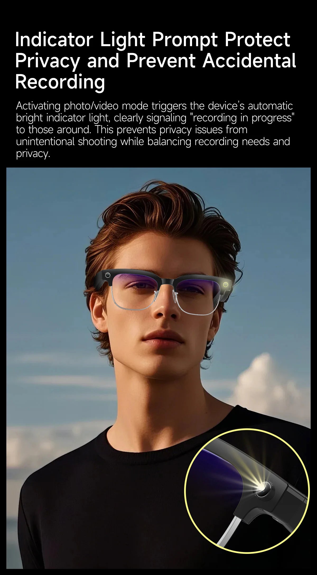 AI Smart Glasses with HD Camera, Bluetooth & Colour‑Changing Lenses
