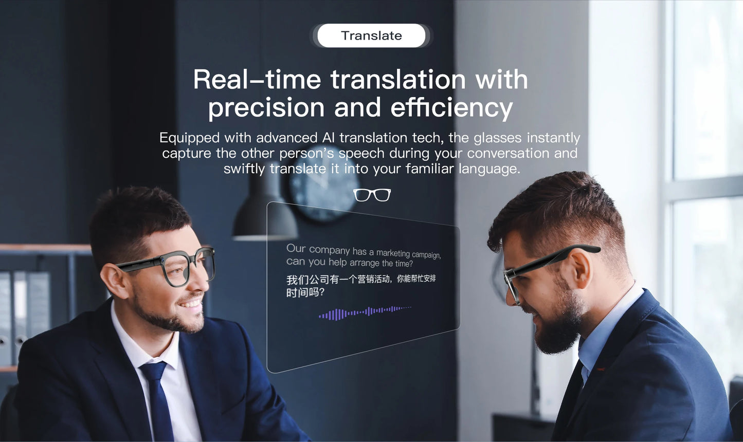 AI Smart Glasses with 4K Camera, Bluetooth & Live Translation