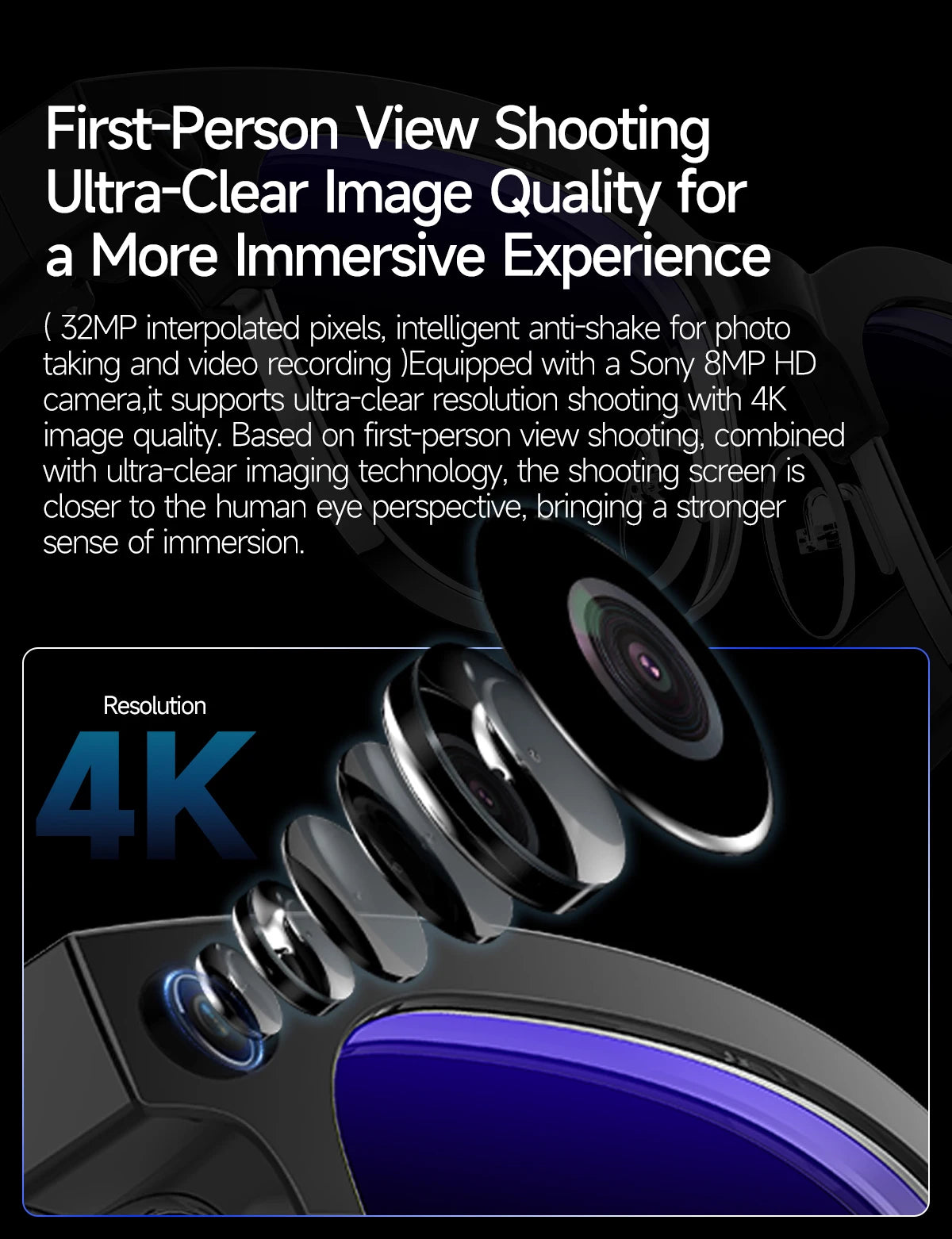 AI Smart Glasses with HD Camera, Bluetooth & Colour‑Changing Lenses