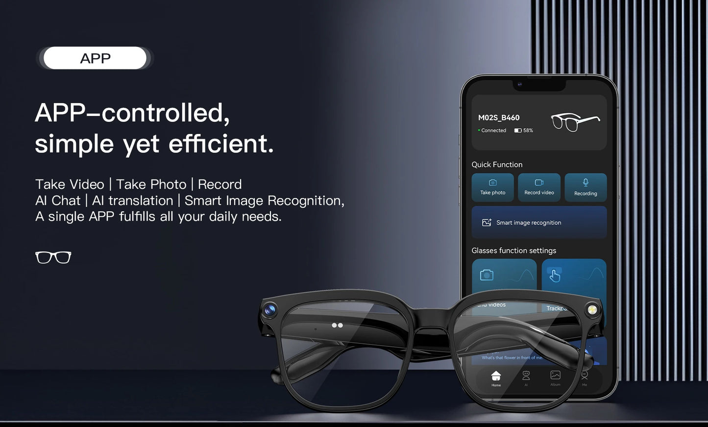 AI Smart Glasses with 4K Camera, Bluetooth & Live Translation
