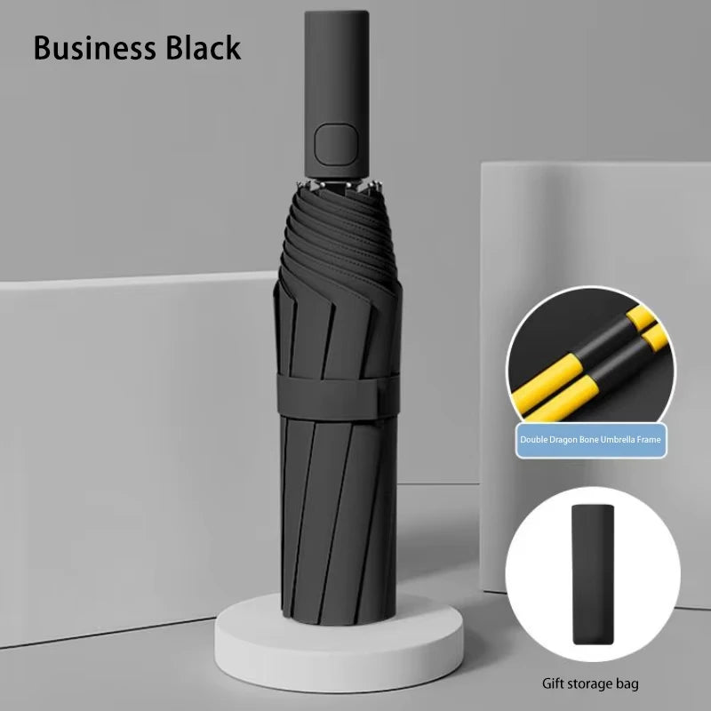 Heavy Duty 24‑Bone Auto Folding Umbrella with UV Protection