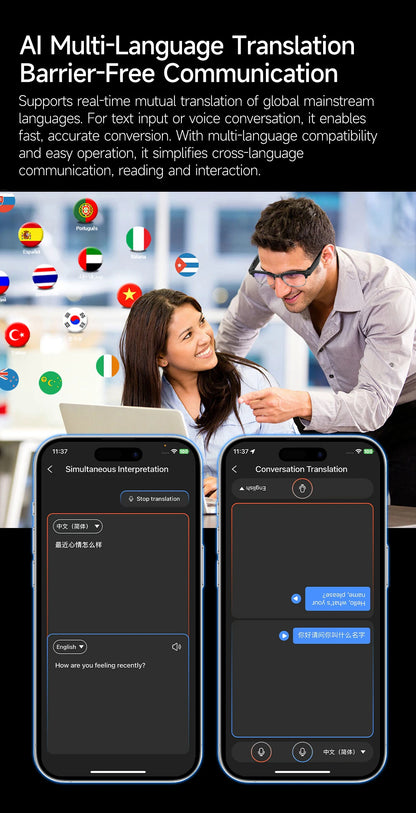 AI Smart Glasses with HD Camera, Bluetooth & Colour‑Changing Lenses