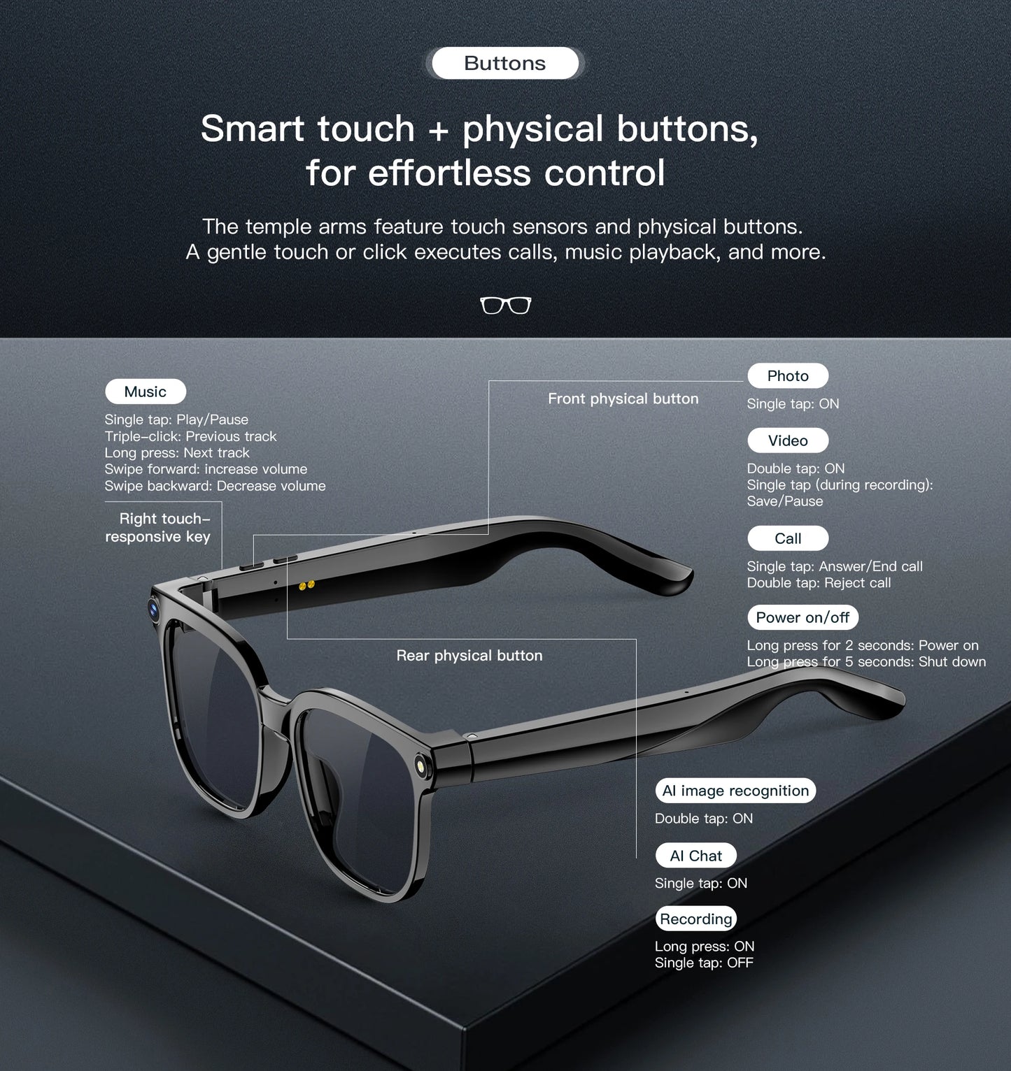 AI Smart Glasses with 4K Camera, Bluetooth & Live Translation