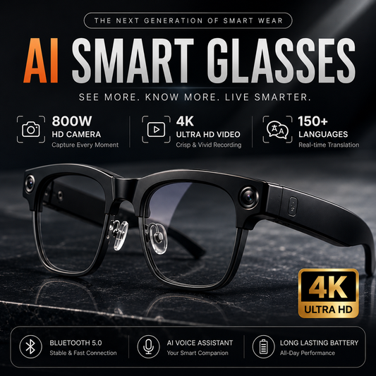 AI Smart Glasses with 4K Camera &  Bluetooth Connectivity