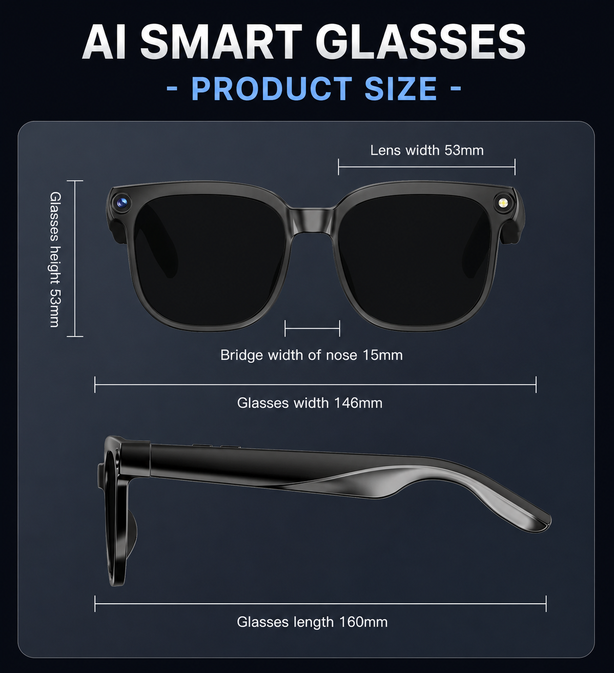 AI Smart Glasses with 4K Camera &  Bluetooth Connectivity