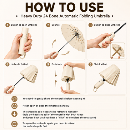 Heavy Duty 24‑Bone Auto Folding Umbrella