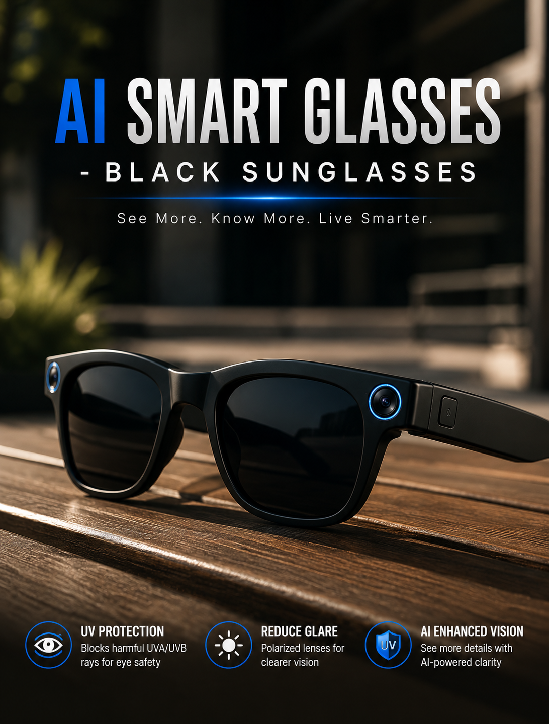 AI Smart Glasses with HD Camera, Bluetooth & Colour‑Changing Lenses
