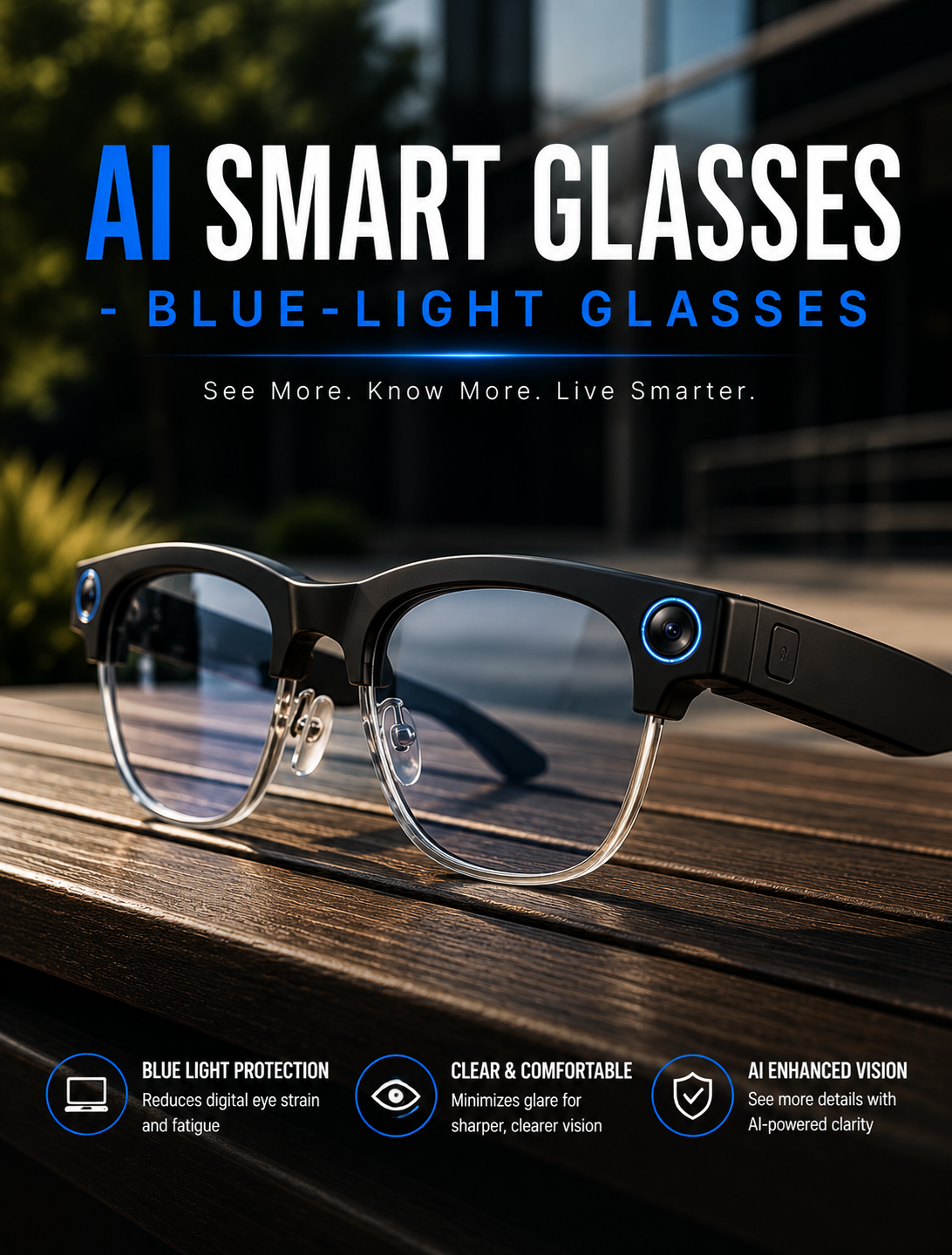 AI Smart Glasses with HD Camera, Bluetooth & Colour‑Changing Lenses