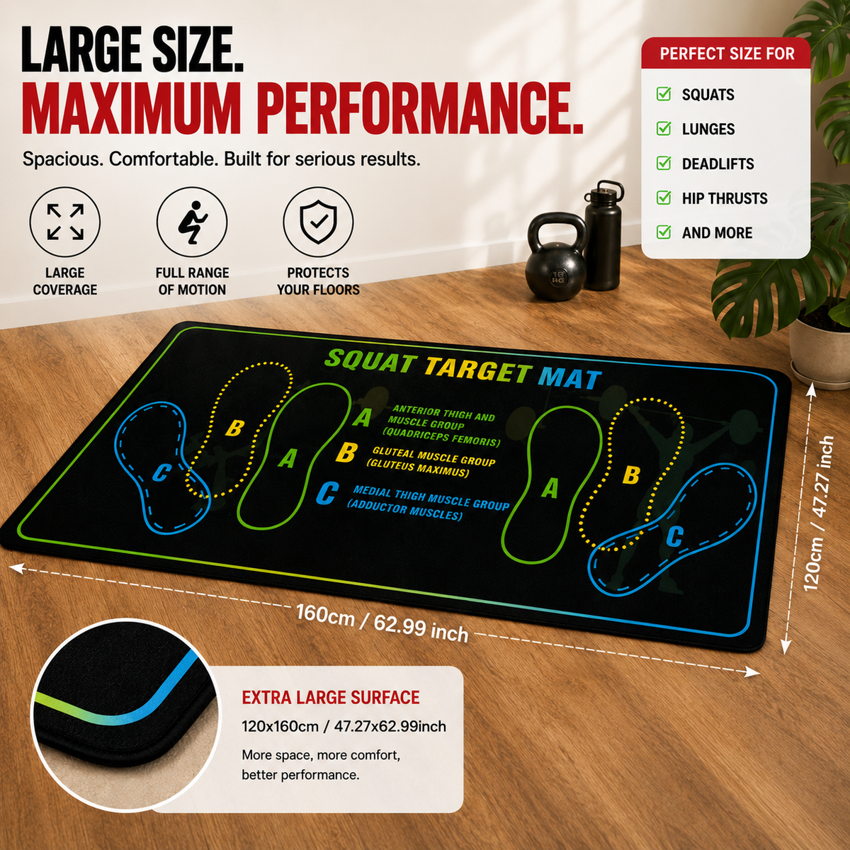 Non‑Slip Squat Target Mat